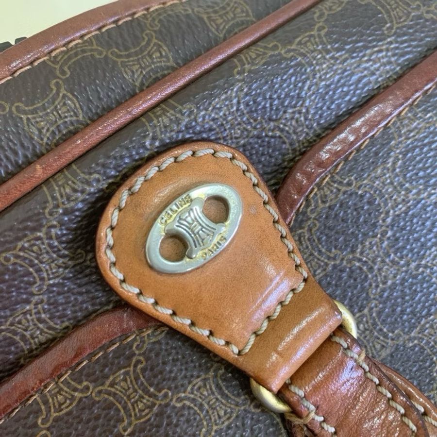 【現貨秒出】 Vintage Celine 凱旋門經典深色老花手拿包 / 盥洗包 / 化妝包 ｜義大利製-6