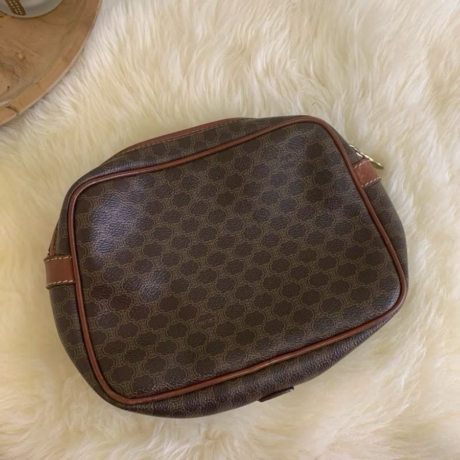 【現貨秒出】 Vintage Celine 凱旋門經典深色老花手拿包 / 盥洗包 / 化妝包 ｜義大利製-7