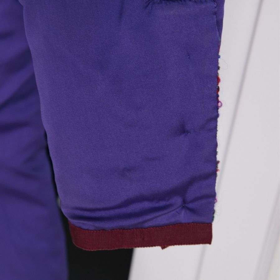 Chanel 91年撞色丹宁牛仔紫色粗花呢滚边外套半裙套装-42