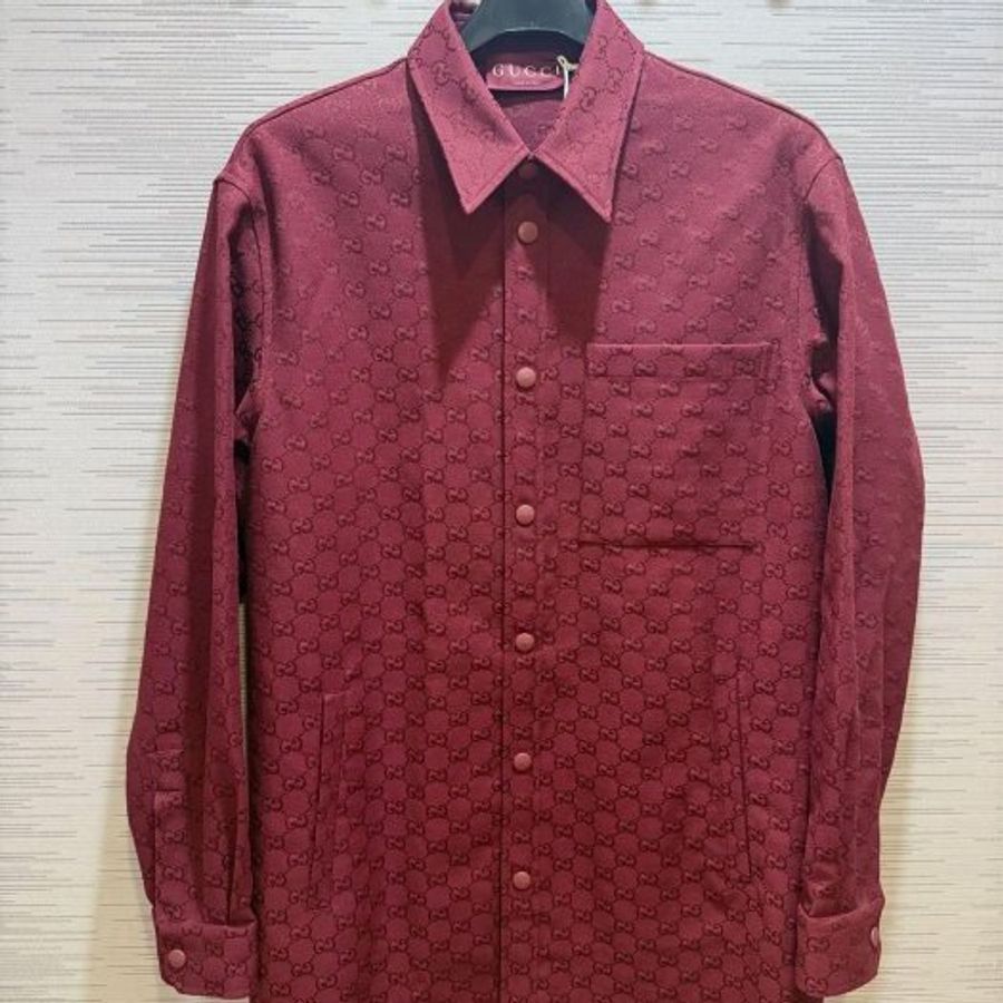 💎Han's house精品服飾💎 張凌赫同款 GUCCI 滿版 襯衫外套 現貨 S ~ L 原價54500-9