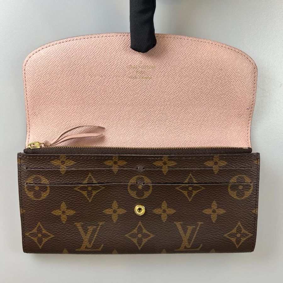 LV M61289/晶片款 老花EMILIE信封長夾 粉豆豆-6