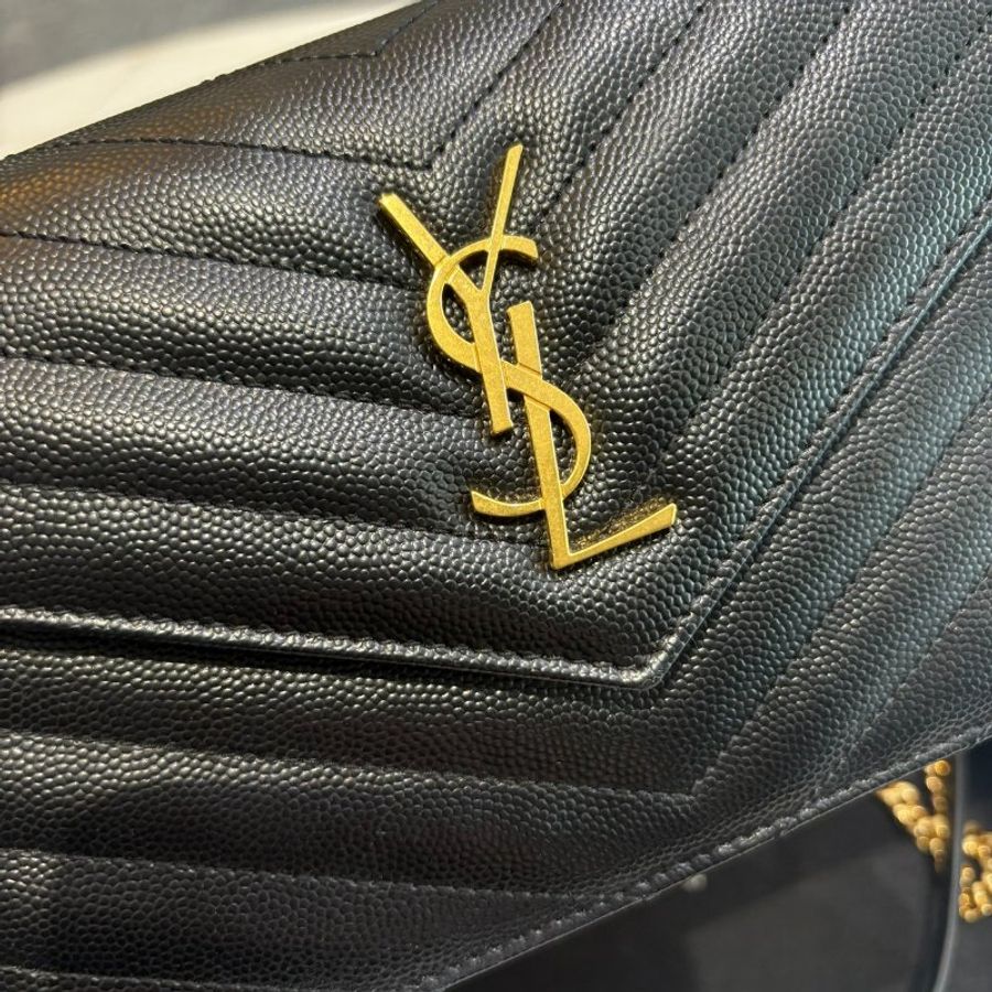 *SHIHNA名牌精品*YSL 黑金魚子醬信封袋式鏈條WOC(小號)-2