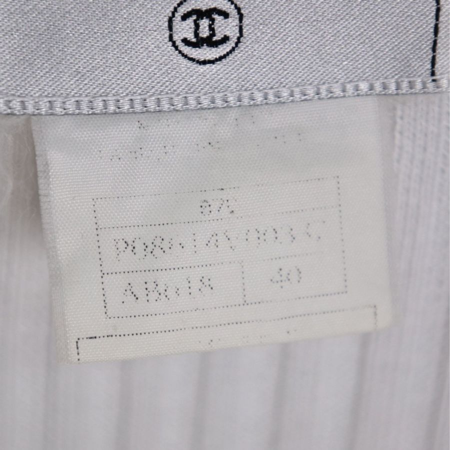 Chanel 07年白色针织白银扣四口袋开衫外套-25