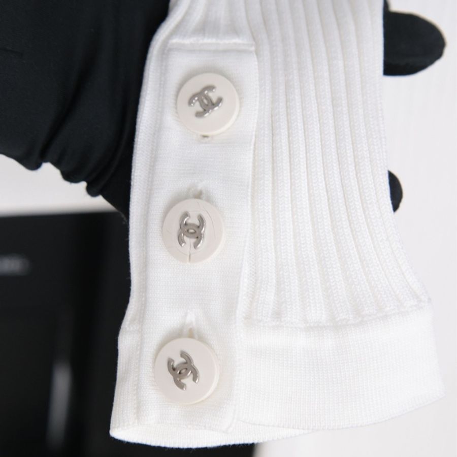 Chanel 07年白色针织白银扣四口袋开衫外套-37