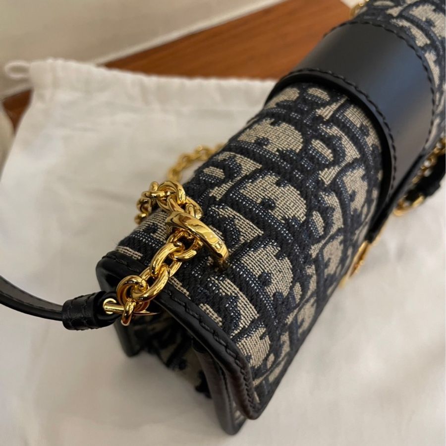 DIOR 藍提花蒙田MINI斜背包橫式-3