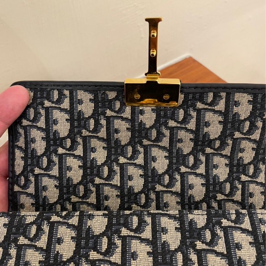 DIOR 藍提花蒙田MINI斜背包橫式-12