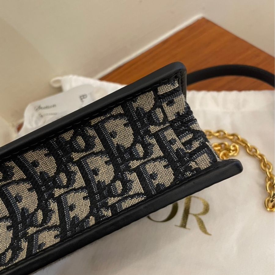 DIOR 藍提花蒙田MINI斜背包橫式-16