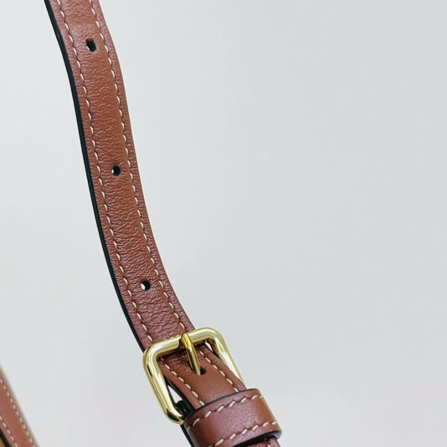 CELINE 光滑小牛皮迷你相機包 棕色-11