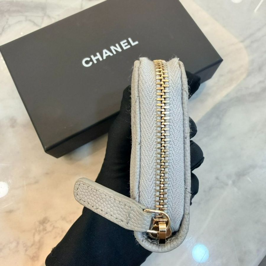 *SHIHNA名牌精品* CHANEL 23B 灰藍金釦零錢包-3