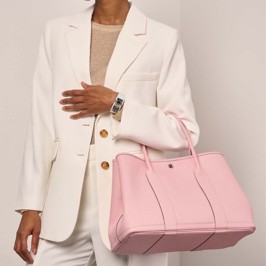 【近新閒置品】愛馬仕Hermès 花園gardenParty36 櫻花粉框O刻-2
