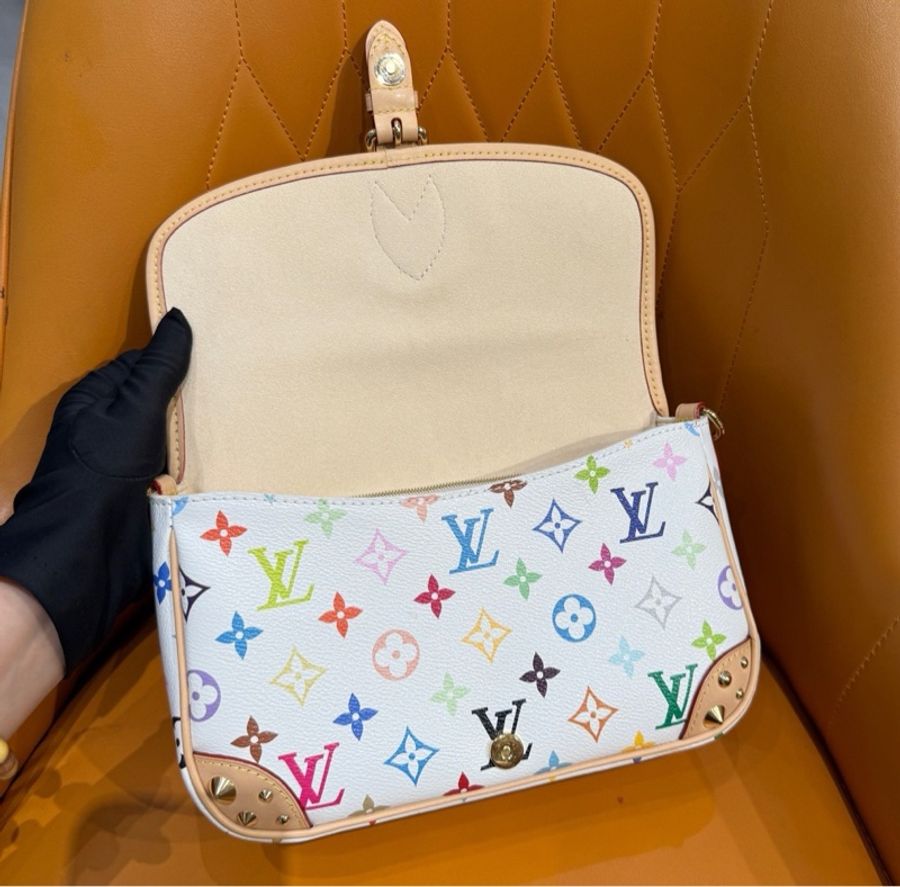 路易威登/Louis Vuitton 村上隆聯名 白三彩 法棍包單肩包斜挎包-5