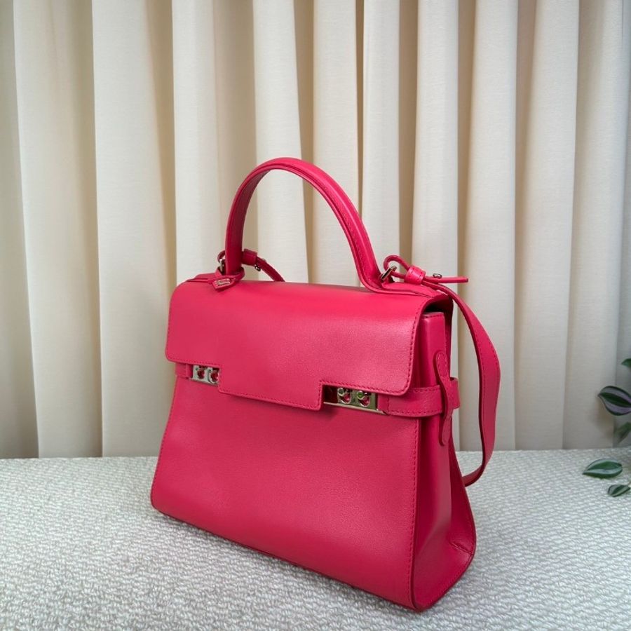 Delvaux Tempete 可拆卸可調節肩帶金屬配件 小牛皮 粉色-2