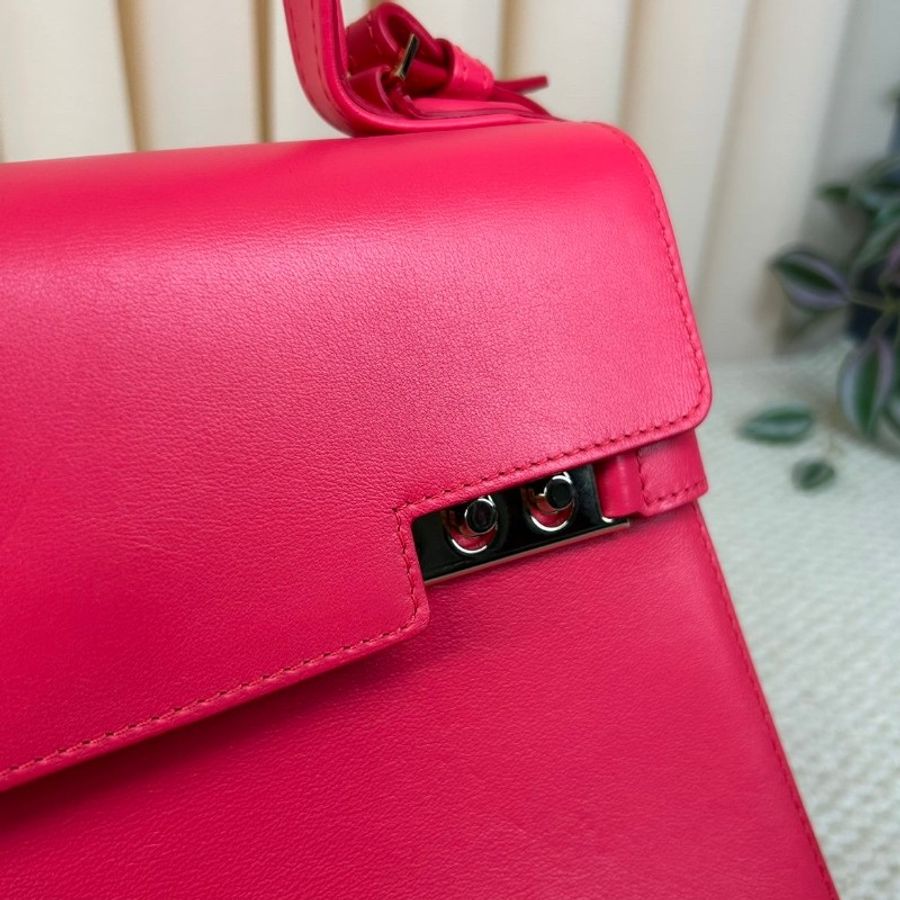 Delvaux Tempete 可拆卸可調節肩帶金屬配件 小牛皮 粉色-8