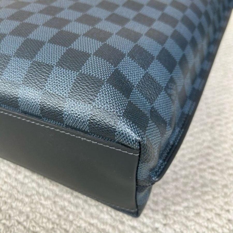 LV藍色棋盤格手提公文包-18