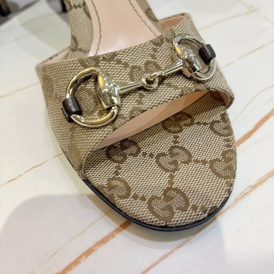 GUCCI GG 帆布 女士馬銜扣拖鞋-3