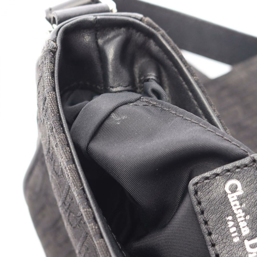 Christian Dior 街頭時尚 Trotter 單肩包帆布皮革黑色二手女款-7