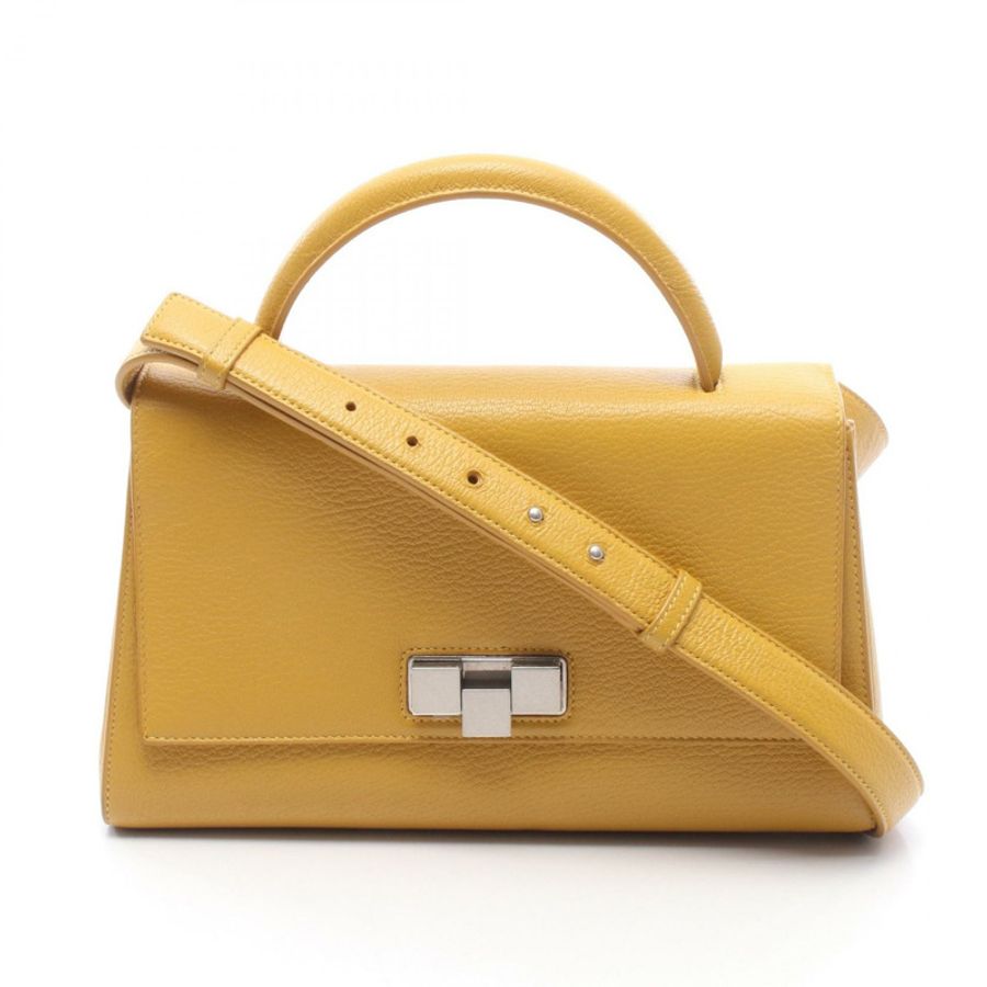 BOTTEGA VENETA 2WAY 單肩包 皮革 黃色 二手 女士-0