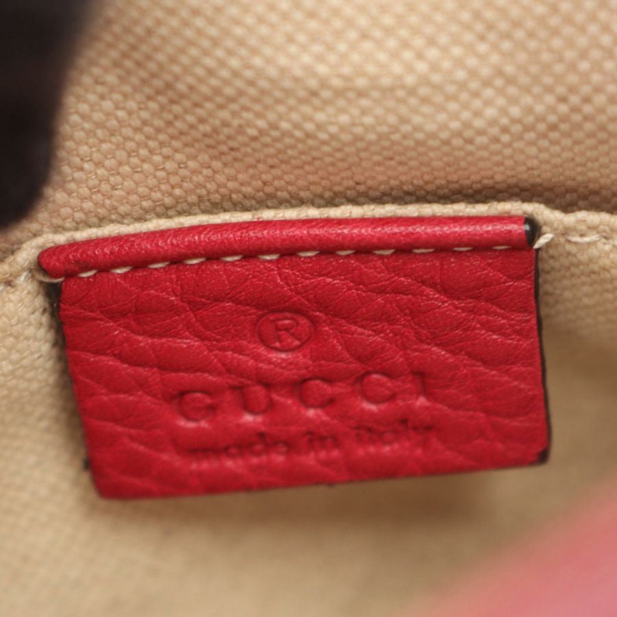 GUCCI 竹編雙肩包 387149 紅色真皮二手女款-3