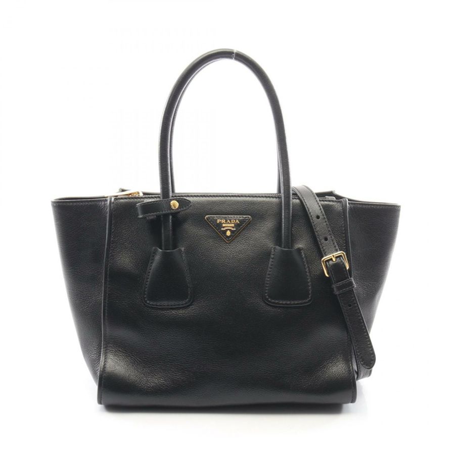 PRADA GLACE 小牛皮雙肩手提包 1BG625 黑色二手女士-0