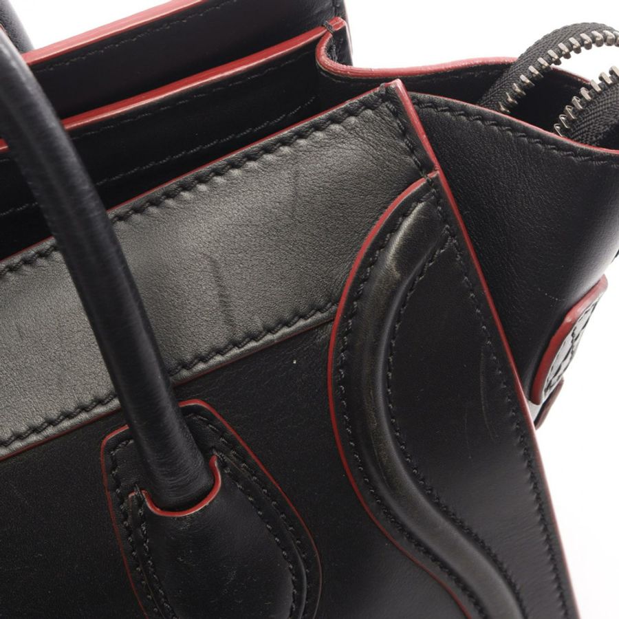 CELINE Luggage 迷你購物手提包 167793 黑色皮革 二手 女士-10