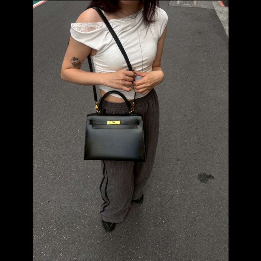Hermes 金釦黑box 皮凱莉包 Kelly 28-1