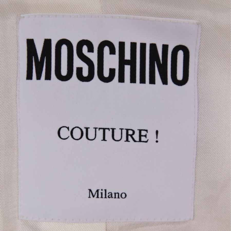 Moschino 米白金扣皮穿链滚边两口袋西装外套-12