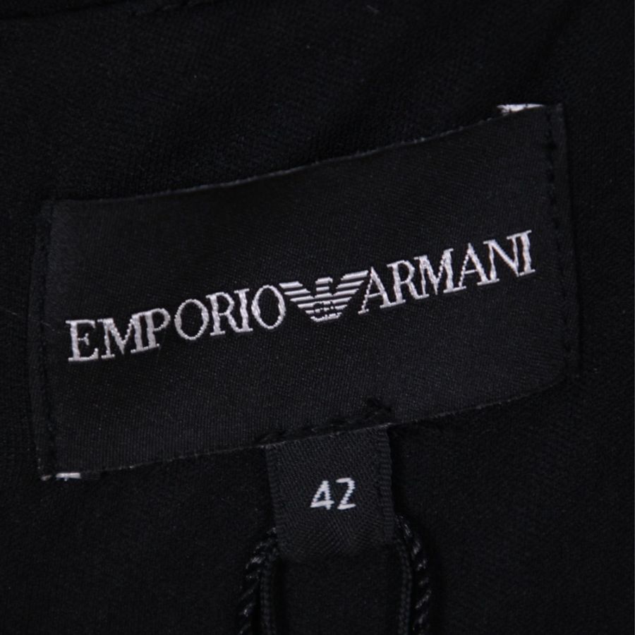 EMPORIO ARMANI黑白格纹亮片长袖连衣裙-13