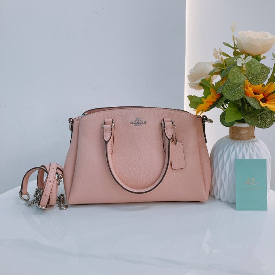 MS0762 Coach 蔻馳 手提 斜背 三用 硬牛皮 粉色 銀扣 Sage Carryall Mini Calfskin Pink x PHW-0
