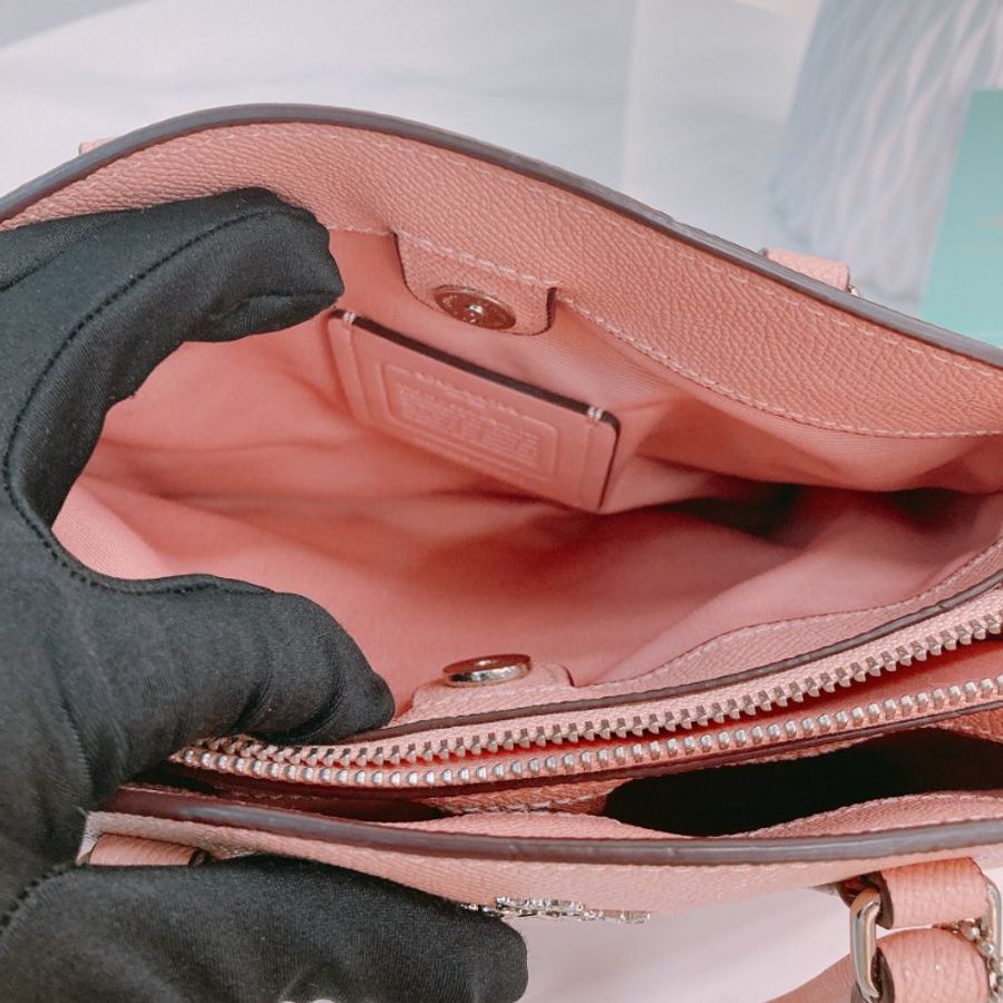 MS0762 Coach 蔻馳 手提 斜背 三用 硬牛皮 粉色 銀扣 Sage Carryall Mini Calfskin Pink x PHW-17