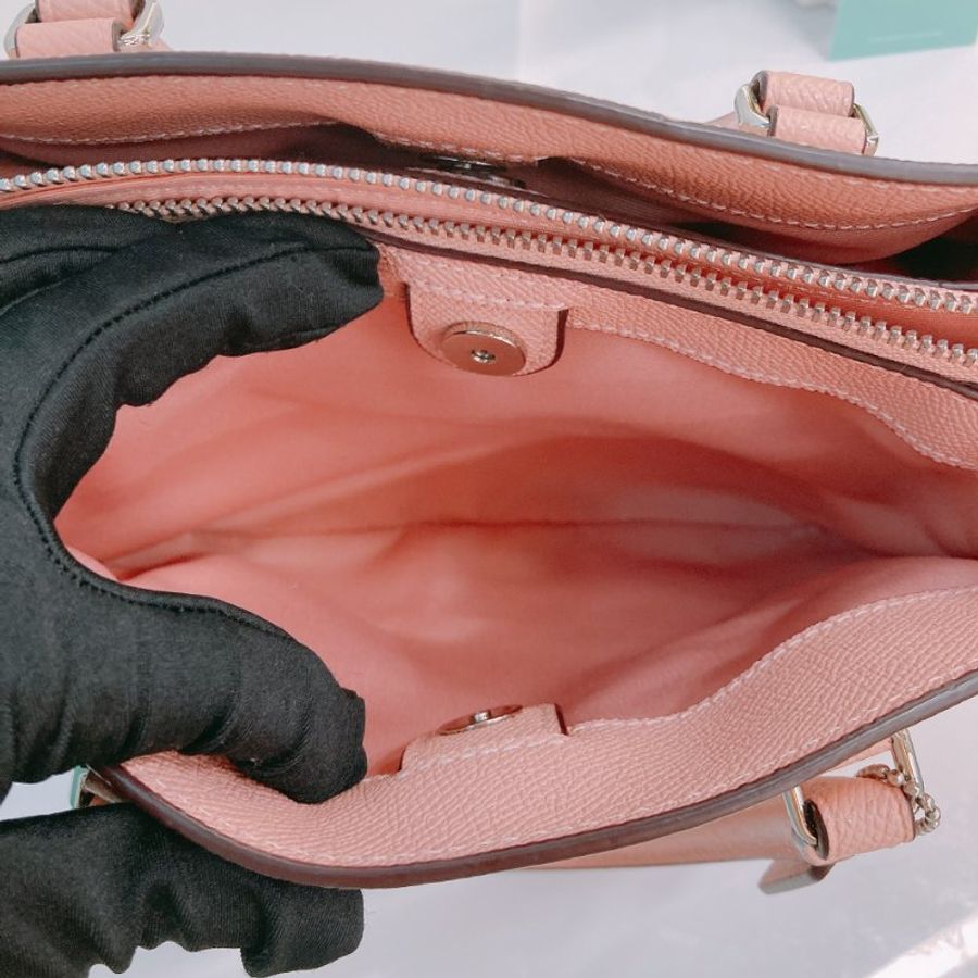 MS0762 Coach 蔻馳 手提 斜背 三用 硬牛皮 粉色 銀扣 Sage Carryall Mini Calfskin Pink x PHW-19