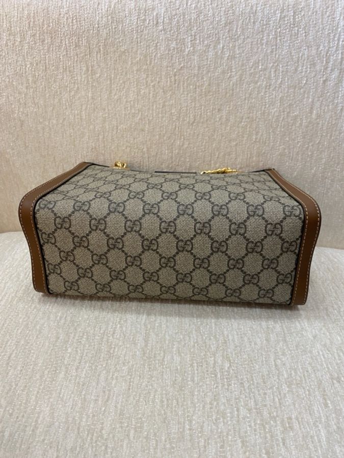 99新 Gucci 古馳 Padlock 托特包Tote包購物袋 小號烏木色-1