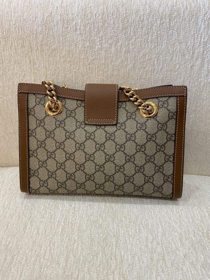 99新 Gucci 古馳 Padlock 托特包Tote包購物袋 小號烏木色-2