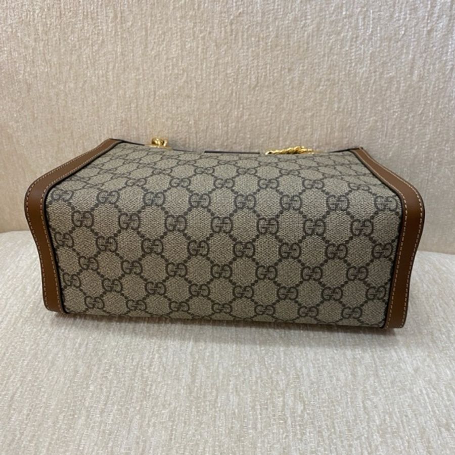 99新 Gucci 古馳 Padlock 托特包Tote包購物袋 小號烏木色-10