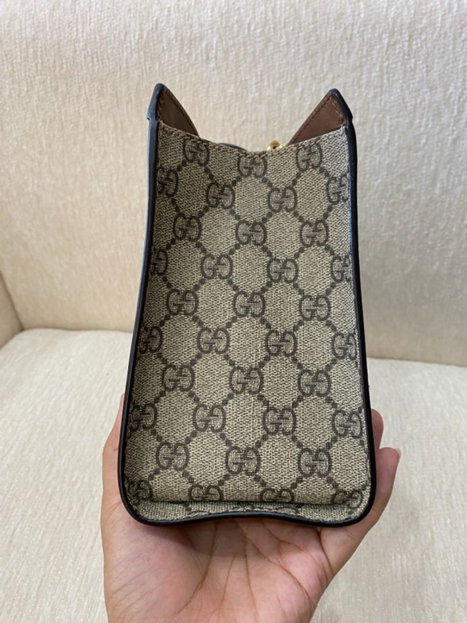 99新 Gucci 古馳 Padlock 托特包Tote包購物袋 小號烏木色-12