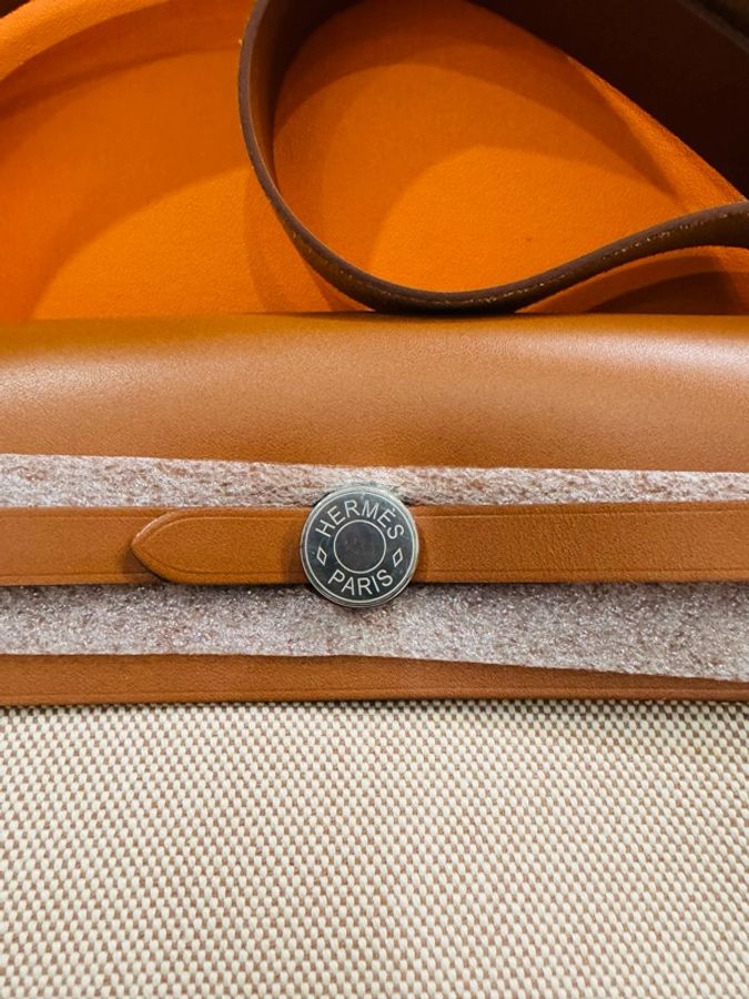 Hermes 愛馬仕 mini Herbag/金棕銀釦/全新閒置美品-2
