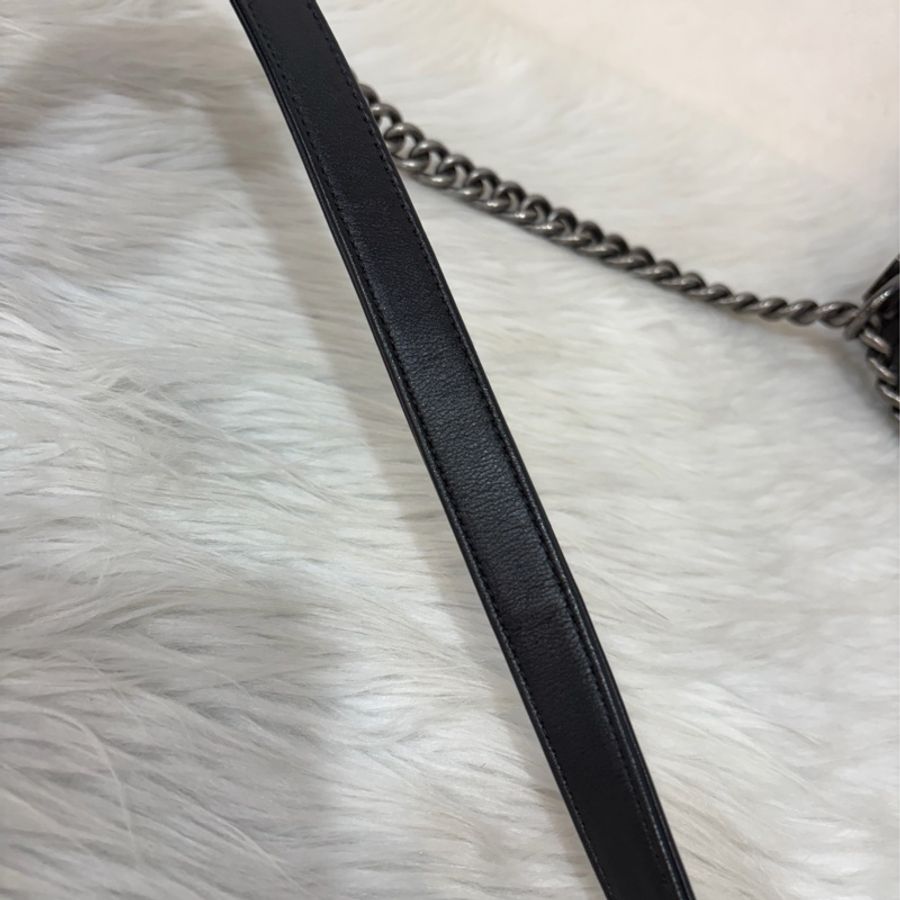 CHANEL A67086 COCO BOY 25 黑色 牛皮 菱格紋 銀鍊 斜背包肩背包男孩包口蓋包-45