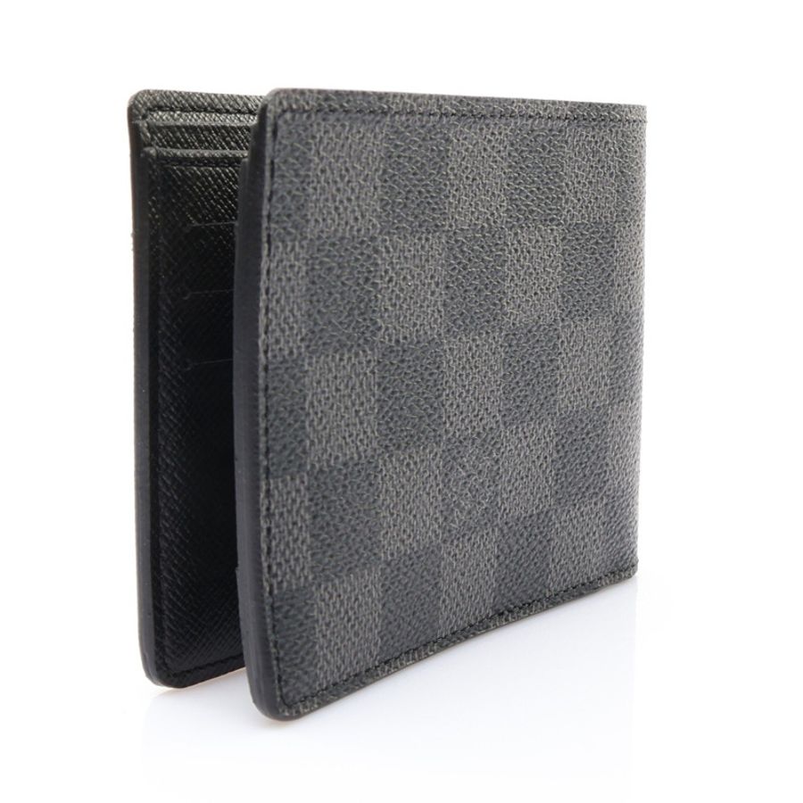Multiple 兩折 短夾 黑色 棋盤格帆布 有姓名刻印【LOUIS VUITTON LV 路易威登】 N62663-1