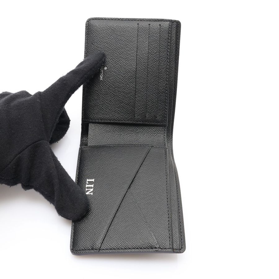 Multiple 兩折 短夾 黑色 棋盤格帆布 有姓名刻印【LOUIS VUITTON LV 路易威登】 N62663-2