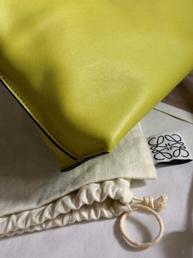 99新 LOEWE羅意威  檸檬黃Flamenco 福袋手拿單肩斜挎包 有肩帶可以拆卸-8
