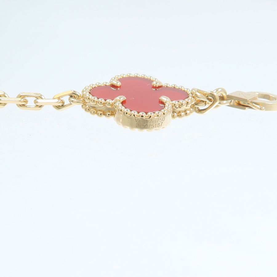 Van Cleef & Arpels 18K黃金Vintage Alhambre Bracelet紅玉髓手鏈-7