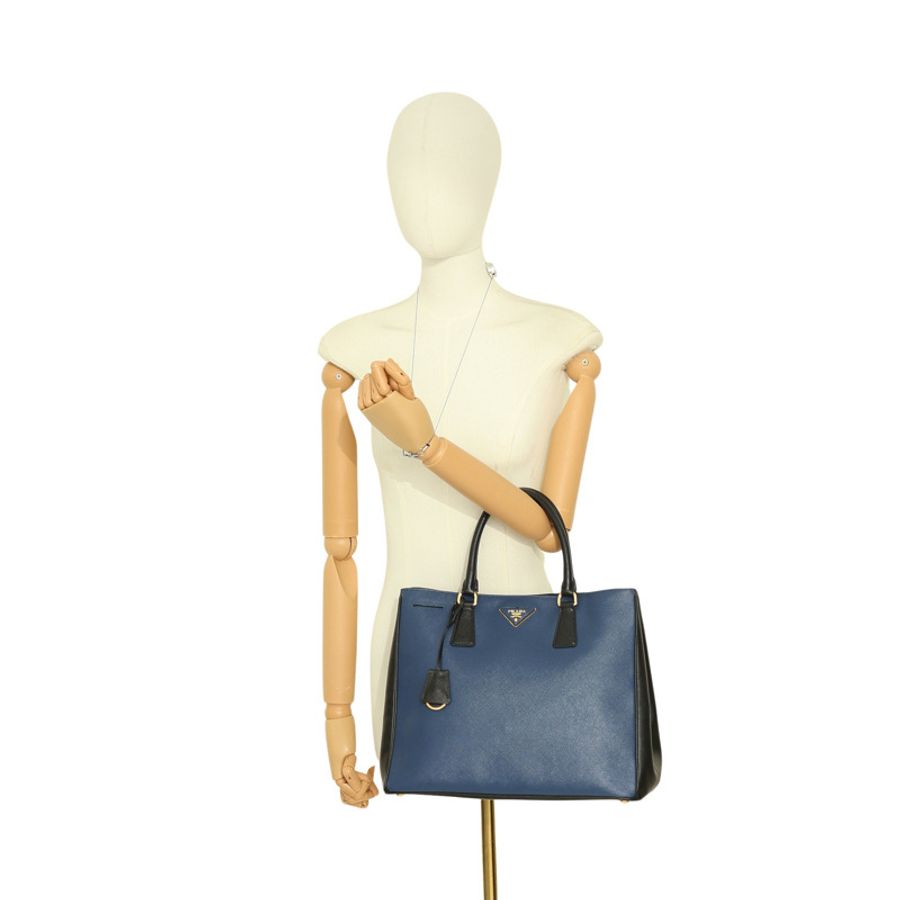 Tote 兩用包 藍/黑色 防刮牛皮【PRADA 普拉達】 B2830A-6