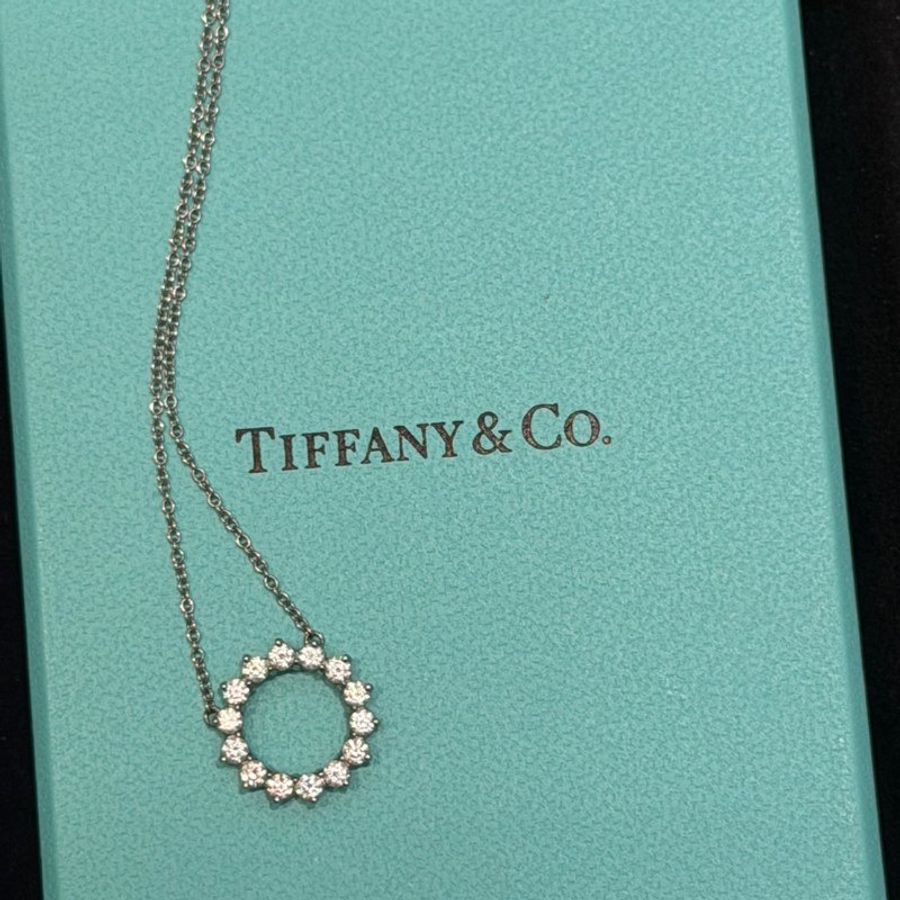 💎Han's house精品服飾💎tiffany & co 蒂芙尼太陽花水鑽項鍊 白金項鍊-2