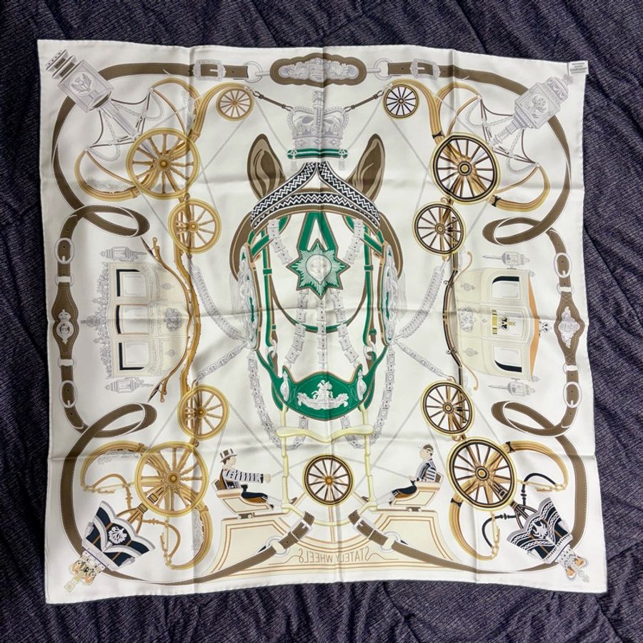 Hermès 90 絲巾 尊貴之輪《Stately Wheels》-9