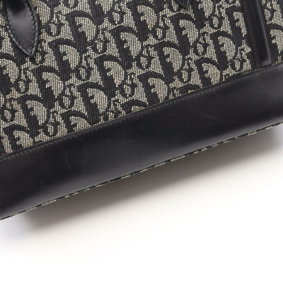 Dior Trotter 手提包 帆布皮革 米色 黑色 二手 女士-4