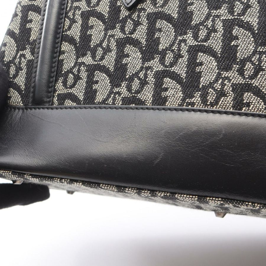 Dior Trotter 手提包 帆布皮革 米色 黑色 二手 女士-5