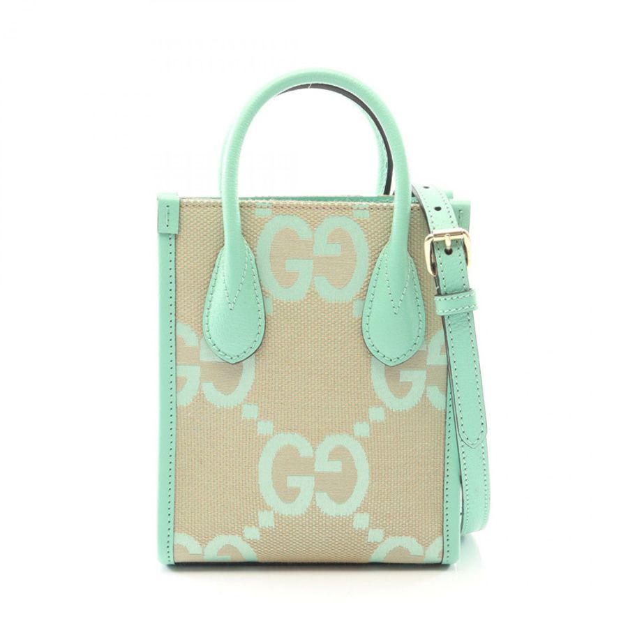 GUCCI 互扣式 G 標誌 Jumbo GG 迷你托特斜背包 671623 帆布皮革-0