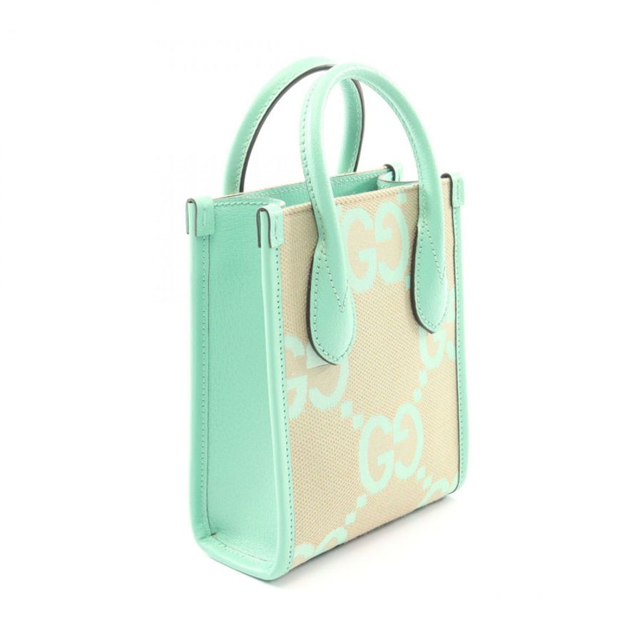 GUCCI 互扣式 G 標誌 Jumbo GG 迷你托特斜背包 671623 帆布皮革-1