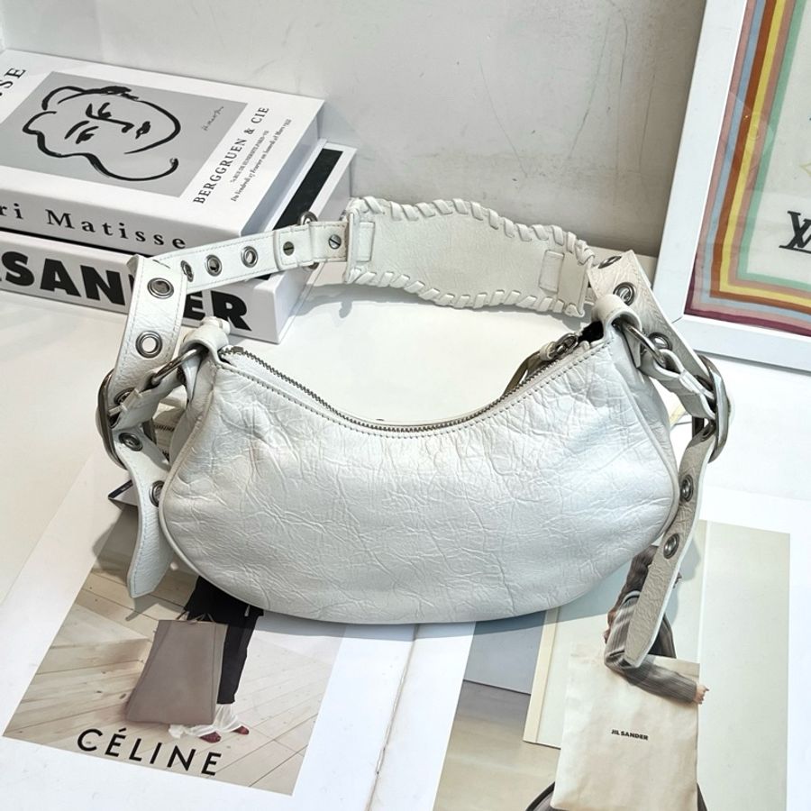 巴黎世家/Balenciaga 白色Le Cagole月牙機車斜挎包-1