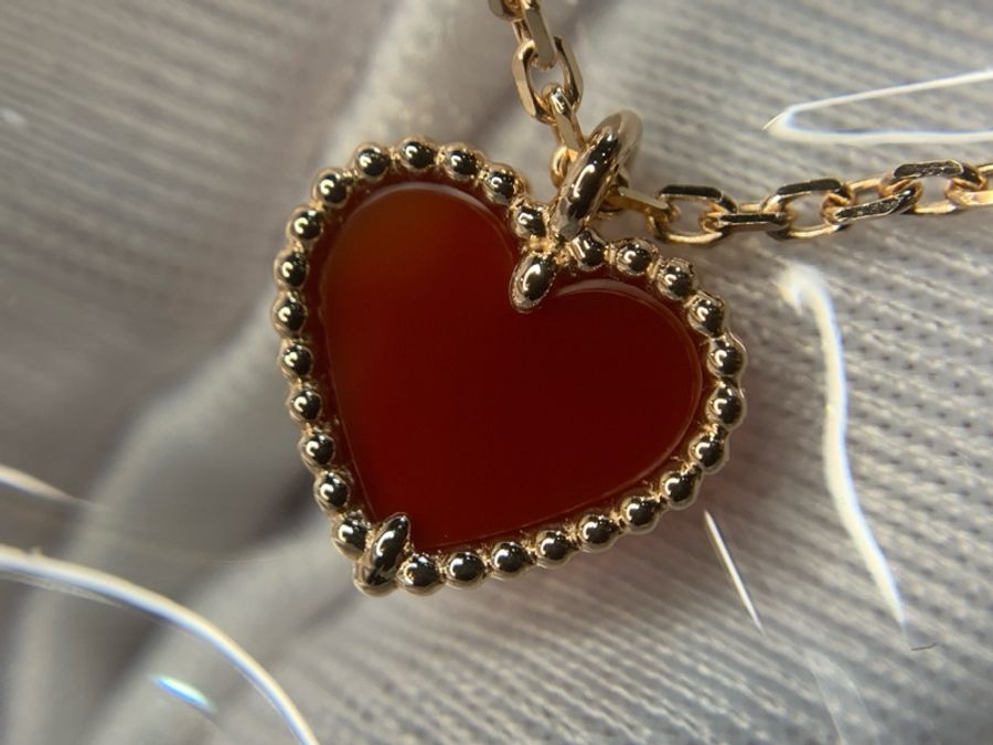 梵克雅寶/Van Cleef & Arpels  Sweet Hearts 愛心紅玉髓玫瑰金項鍊 心18K玫瑰金, 紅玉髓 單品項鍊無附件。-1