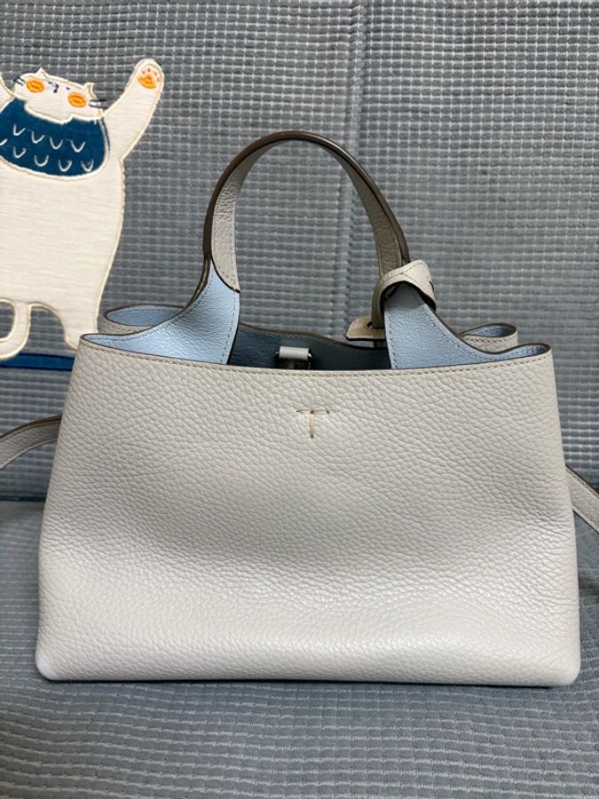 TOD’S TODS T Timeless 系列荔枝紋牛皮金屬字母LOGO 手提斜背包小款-7